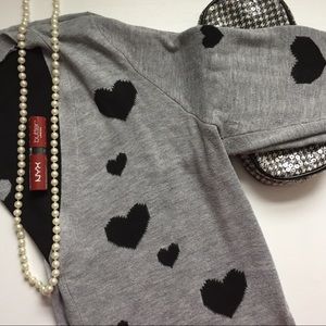 POL Heart Motif Black & Gray Cardigan